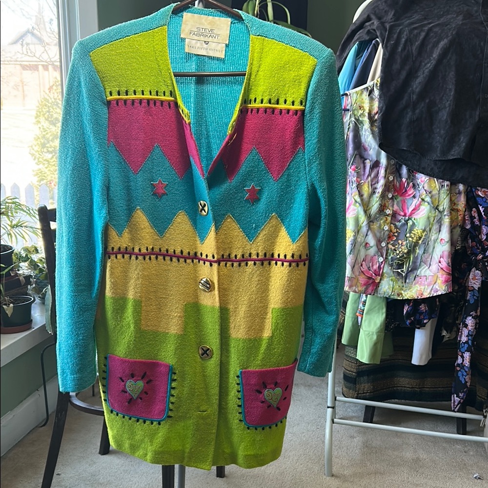 J65. Sak’s 5th Avenue, Steve Fabrikant Vintage Multicolor Women's Sweater